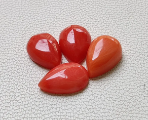 Cabujón en forma de pera de Coral rojo italiano de calidad AAA + tamaño calibrado 6X8 MM tamaño, piedras preciosas sueltas Flatback - Product Image 5