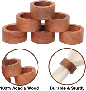 Servilletero dorado de madera de acacia, bandeja redonda ecológica para servir para bodas, cenas, uso diario, hecho por decor IMPEX - Product Image 5