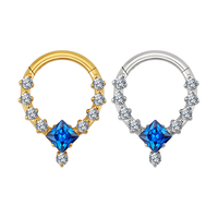 Droite Grand ASTM F136 Titane Carré CZ Articulé Segment Septum Anneau Daith Helix Hoop Boucle D'oreille Nez Piercing Bijoux De Corps