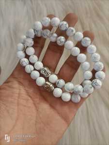 Natural Howlite 8mm Bead <b>Bracelet</b> with Buddha Charm Crystal Healing <b>Stretch</b> <b>Bracelet</b> Meditation Jewelry Wholesale - Product Image 2