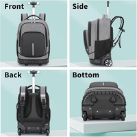 Mochila Impermeable con Ruedas para Portátil, Material de Nylon y Cuero, Bolsa de Viaje Escolar para Portátil