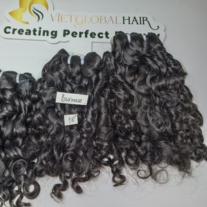 Extensions de cheveux birmans bouclés Remy 100% cheveux humains non traités et collection de donneurs alignés sur les cuticules 8 "-40" - Product Image 2