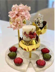 Tendance fait à la main en marbre naturel plateau de service luxe élégant plateau pour cuisine hôtel fête mariage décor en vrac en gros - Product Image 5