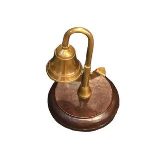 Brass Desk Bell Antique Finished On Wooden Base American Style Metal Desk Bell Use Hotel And Office Tabletop Decorative Gifts