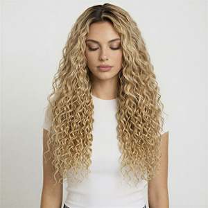 Extensions de cheveux à clipser 30 pouces 10A Virgin Afro Kinky Curly couleur 1B & 99J - Product Image 2