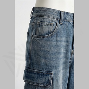 Jeans baggy pour homme, pantalon en denim à jambes larges délavé, pantalon décontracté à coupe ample, streetwear, meilleurs prix, couleur personnalisée, vente en gros - Product Image 5