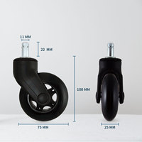 Roulette de chaise roulante personnalisée de 3 pouces en PU entièrement noire, moderne et légère, pour entrepôt scolaire, salon, salle de bain, salle de sport, cuisine