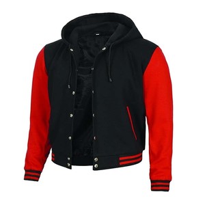 Custom Embroidery Letterman Men's <b>Jackets</b> Breathable Polyester <b>Red</b> Bomber Varsity Regular Fit Long <b>Jackets</b> - Product Image 1