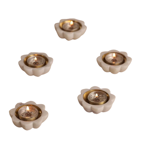Ensemble écologique de 5 petits bougeoirs en marbre blanc pour la décoration de Pâques, bougeoir votif sculpté à la main - Product Image 1