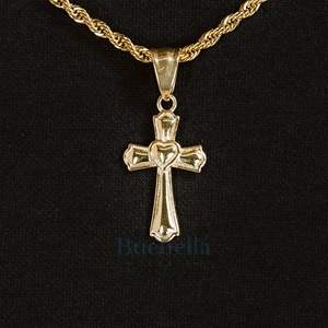 Collier à pendentifs en forme de cœur et de croix en moissanite pour hommes en argent 925 plaqué or 18 carats Colliers à cadeaux de bijoux à la mode - Product Image 1