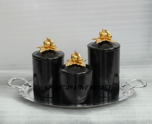 Recipiente de Acero Inoxidable Negro con Bandeja, Estilo Europeo, Hecho a Mano, Ecológico, Decorativo, para Almacenamiento de Alimentos en la Cocina, con Tapa con Hebilla - Product Image 4