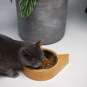 High Quality Natural Wooden <b>Pet</b> Bowl Unique Design Handcrafted Rounded Shape Lavihexco Brand <b>for</b> Cats Dogs Everyday Use Direct - Product Image 3