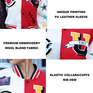 Chaqueta Universitaria Corta para Mujer, Totalmente Negra, Cuerpo de Lana y Mangas de Cuero, Chaqueta Universitaria Corta de Béisbol con Letras - Product Image 6