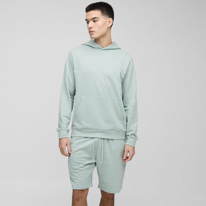 Ensemble double d'été de haute qualité Logo personnalisé 100% coton short surdimensionné et pulls à capuche ensembles ensemble double pour hommes - Product Image 4