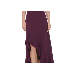 Abito da donna Vince Camuto color prugna senza maniche, comodo modello a tubino in crêpe con volant frontale e vita naturale, taglia 12 - Product Image 6