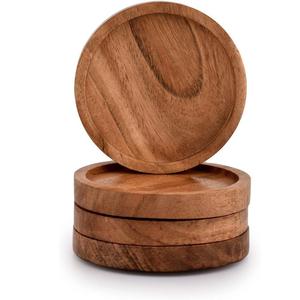 Natural Wooden Round Shape Drinks Serving Coasters Tableware Mat & <b>Pads</b> for Kitchenware Walnut Tea & <b>Coffee</b> Coaster - Product Image 3