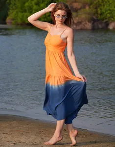 Indian Designer Dress Tie Dye Summer New Arrival for Women Wear Rayon Designer <b>Spaghetti</b> <b>Long</b> Square Neck Maxi Backless Dress - Product Image 4