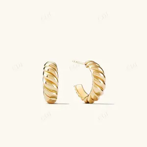 Тонкие круассаны обручи минималистские серьги массивные круассаны обручи круассаны золотистые серьги на заказ от производителя