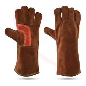 Palmfutter-Design Rindleder geteiltes Leder in braunem Stil Schweißen Handschuhe Sicherheit Herstellung Dexterität Nutzerkomfort groß