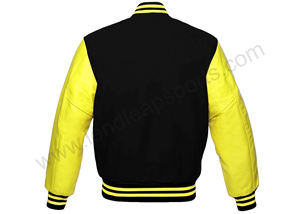 Veste universitaire à logo personnalisé, manches en cuir, broderie, veste de baseball noire pour hommes, veste Letterman Varisty - Product Image 6