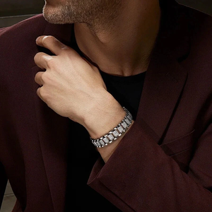 Bracelet tennis unisexe en diamant rond de 8 carats plaqué or blanc 14 ct style cubain - Product Image 3