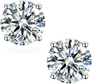 Pendiente de diamante de moissanita de alta calidad con piedras de corte brillante, perfecto para bodas y regalos, asequible a precio mayorista - Product Image 1