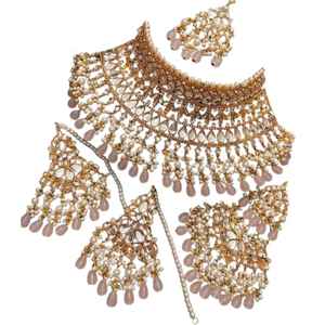 2025 New Fashionable Golden Wedding Jewelry <b>Set</b> Stylish <b>Crystals</b> Zircon Stainless Steel Includes Necklace Earrings for Brides - Product Image 1