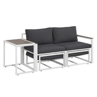 Ensemble de table et de chaises de patio en métal Bari moderne avec coussin de siège de 7 cm pour une utilisation en extérieur dans les hôtels et les parcs