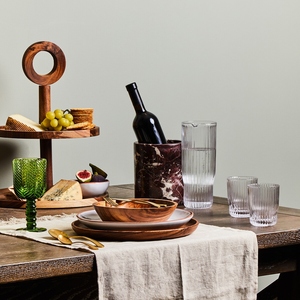 Support à cupcakes moderne à 2 niveaux en bois avec poignée circulaire, plateau de service à étages en bois d'acacia pour la décoration de table de dessert de mariage - Product Image 6