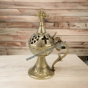 Brûleur d'encens en laiton de luxe de haute qualité pour charbon et encens orthodoxe, durable, 17 cm, pour la maison/le bureau, usage de prière - Product Image 4