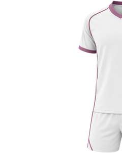 Manufacture Customized Sports Jersey And <b>Shorts</b> Set <b>White</b> Mauve Polyester Breathable Quick Dry Training Team Uniform - Product Image 4