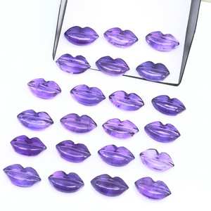 Belles perles naturelles en forme de lèvres Multi Fluorite-breloques en pierres précieuses sculptées à la main 14x8mm - Product Image 3