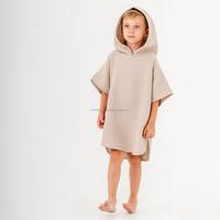 Toalla con Capucha Pestemal Gris Turquesa Hecha a Mano de Secado Rápido para Niños, Hecha en Turquía, para Playa y Baño, 100% Algodón