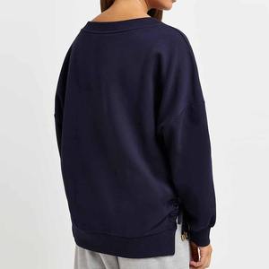 Sudadera de mujer de diseño/logotipo personalizado al por mayor de alta calidad sudadera de mujer de gran tamaño de Color sólido transpirable con hombros caídos sudadera de mujer - Product Image 3