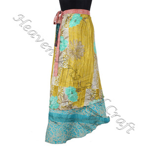 กระโปรงผ้าโสร่งผ้าไหมสองชั้นสำหรับเด็กผู้หญิงกระโปรงผ้าไหมอินเดียพิมพ์ลายวินเทจทำมือสองชั้นสำหรับฤดูร้อนใหม่ล่าสุด - Product Image 5