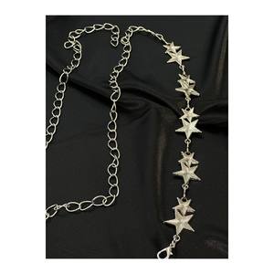 Women's Belt with Star <b>Chain</b> Detail (Waist Belt, Dress Belt, Skirt Belt, <b>Trouser</b> Belt) - Silver - Product Image 1