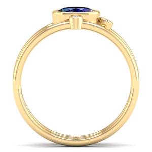 Nouvelle arrivée REYES, bagues de fiançailles en or massif 14 carats avec moissanite pour femmes, fabrication artisanale, coupe ovale, saphir bleu 0,5 carat - Product Image 4