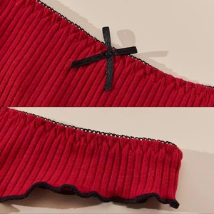 Bragas de bikini de punto de tiro bajo de poliéster 100% para mujer con logotipo personalizado OEM, ropa interior transpirable antibacteriana ecológica - Product Image 4