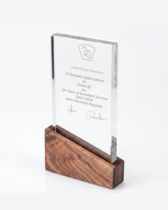 Placas de Premio Modernas 2023 de Acrílico y MDF con Cristal para Recuerdos de Cooperación, Grabadas con Láser - Product Image 2