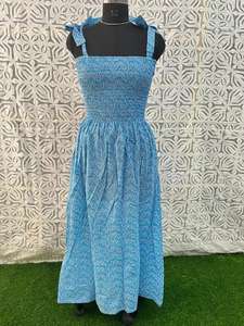 Handmade Cotton Ethnic Boho Hippie Long <b>Dress</b> <b>Loose</b> Silhouette and Natural Waistline Party Wear Light Weight Tunics Gown - Product Image 6