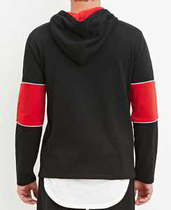 Vente en gros de sweats à capuche pour hommes en molleton épais, effet usé, bicolore, avec poches cargo, logo personnalisé, streetwear - Product Image 2