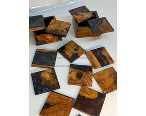 Wholesale Square Acacia Wood and Epoxy Resin Best <b>Coasters</b> Wooden Resin Edge Best <b>Coaster</b> <b>for</b> <b>Drink</b> Coffee Tea - Product Image 3