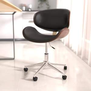 Chaise de bureau ergonomique à dossier haut avec cadre chromé, revêtement en cuir PU et coussin en mousse (options noir et blanc) - Product Image 4