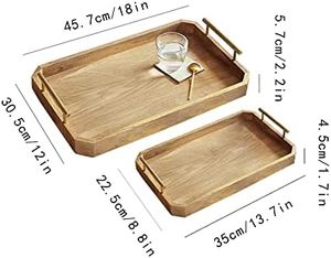 Bandeja de servicio de madera con diseño personalizado, conjunto de bandejas decorativas grandes de madera, venta al por mayor - Product Image 2