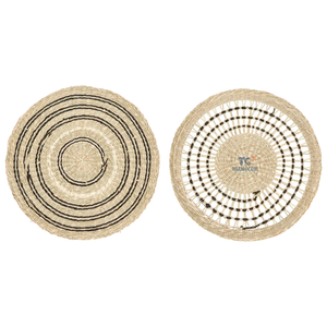Seagrass tissage napperon fait main tapis tressé résistant à la chaleur Seagrass dîner napperon couleur armure rond Seagrass napperon - Product Image 3