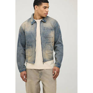 แจ็คเก็ตยีนส์สีดำคุณภาพสูงสำหรับผู้ชาย แบบสั่งทำพิเศษ (OEM) ปักลายเก๋ๆ ทรงหลวม แฟชั่นสำหรับฤดูใบไม้ผลิและฤดูใบไม้ร่วง - Product Image 1