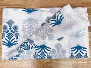 Handmade <b>Blue</b> & White Tropical Plant Print Fabric Block Printed Fabric Pure Cotton Light Weight Soft Fabric for Dress Making - Product Image 6