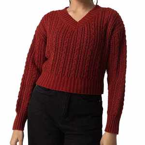 Suéter cárdigan personalizado de color sólido para mujer, suéter cárdigan grueso de punto de otoño e invierno - Product Image 3