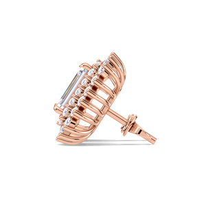 Pendientes de Diamantes con Corte Esmeralda de 1.57CT, Doble Halo, Oro Amarillo, Blanco y Rosa de 9K, Cierre de Rosca, Joyería Fina de Lujo para Novia - Product Image 2