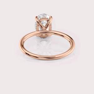 IGI Certified Oval Cut Lab Grown Diamond Engagement <b>Ring</b> Hidden Halo 9K White / Rose & Yellow Gold Bridal <b>Ring</b> - Product Image 4